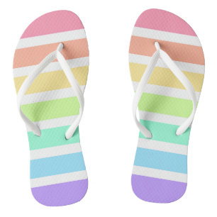 Bubblegum Regenbogen und weiße Streifen Badesandalen