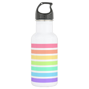 Bubblegum Regenbogen und weiße Streifen Edelstahlflasche