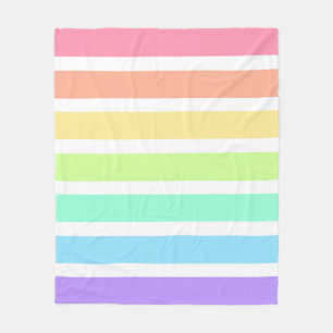 Bubblegum Regenbogen und weiße Streifen Fleecedecke