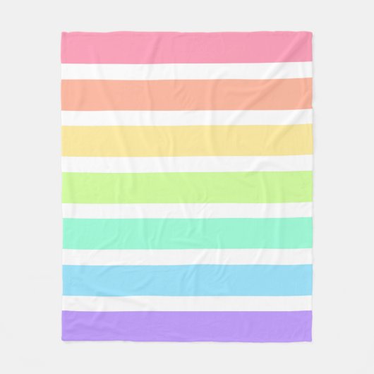 Bubblegum Regenbogen und weiße Streifen Fleecedecke (Vorderseite)
