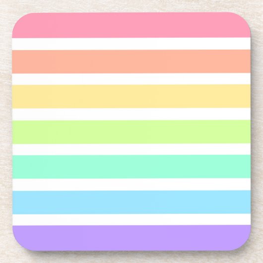 Bubblegum Regenbogen und weiße Streifen Getränkeuntersetzer (Vorderseite)