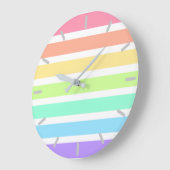 Bubblegum Regenbogen und weiße Streifen Große Wanduhr (Winkel)
