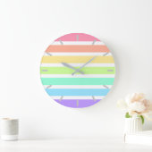 Bubblegum Regenbogen und weiße Streifen Große Wanduhr (Zuhause)