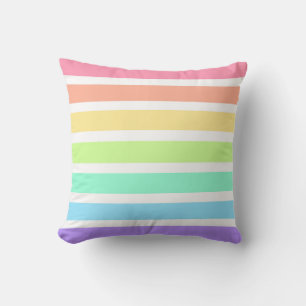 Bubblegum Regenbogen und weiße Streifen Kissen