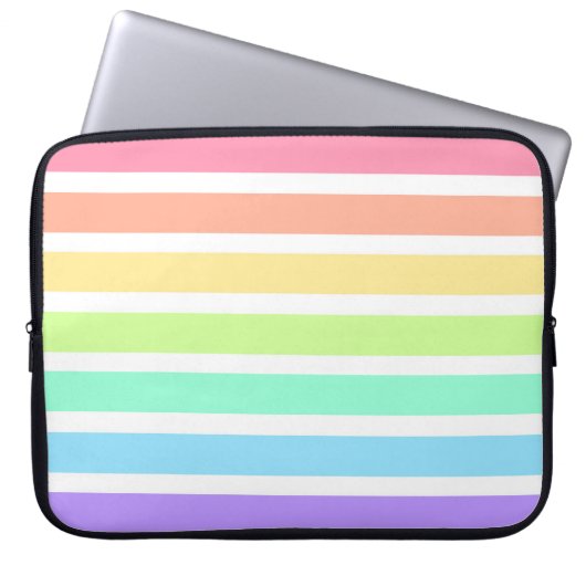 Bubblegum Regenbogen und weiße Streifen Laptopschutzhülle (Vorderseite)