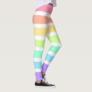 Bubblegum Regenbogen und weiße Streifen Leggings