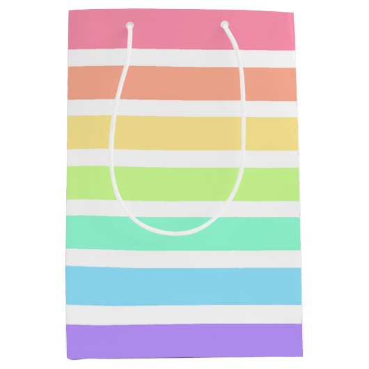 Bubblegum Regenbogen und weiße Streifen Mittlere Geschenktüte (Vorderseite)