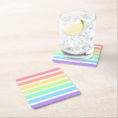 Bubblegum Regenbogen und weiße Streifen Rechteckiger Pappuntersetzer (Vor Ort)