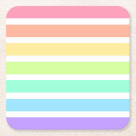 Bubblegum Regenbogen und weiße Streifen Rechteckiger Pappuntersetzer