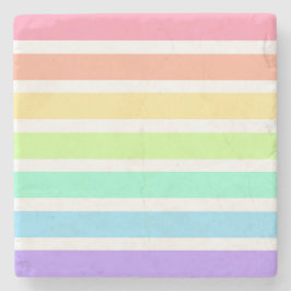 Bubblegum Regenbogen und weiße Streifen Steinuntersetzer