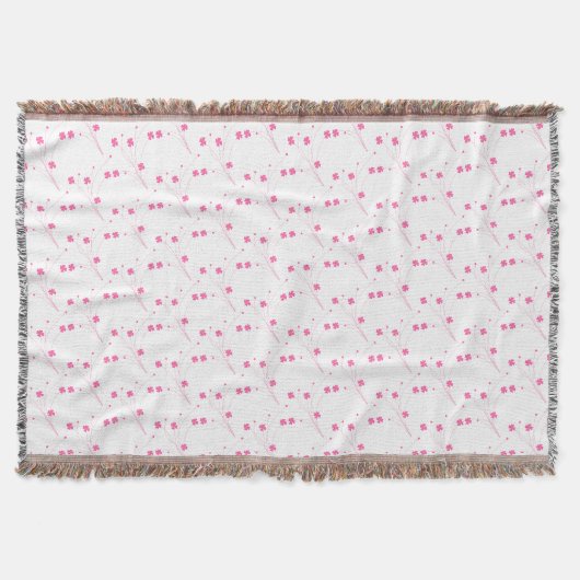 Bubblegum Rosa Blume, kleine Blumendrucke Decke (Vorderseite)
