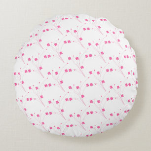 Bubblegum Rosa Blume, kleine Blumendrucke Rundes Kissen