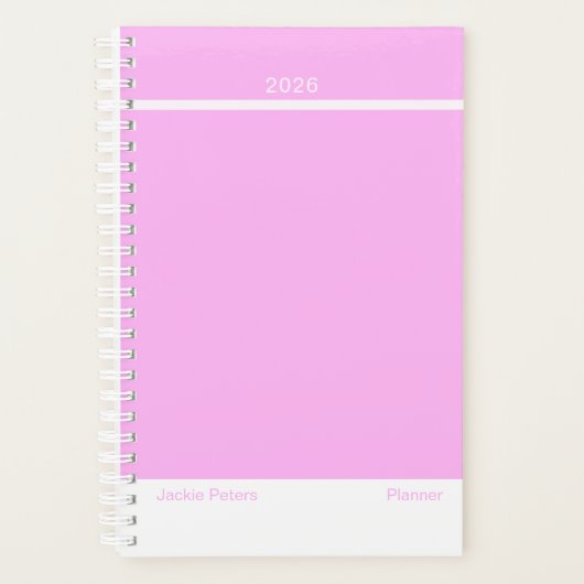 Bubblegum-Rosa Minimalistischer Planer (Vorderseite)