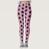 Bubblegum rosa mit schwarzen Sternen Leggings (Vorderseite)