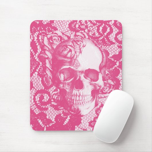 Bubblegum rosa Rosenschädel auf Spitze Mousepad (Mit Mouse)