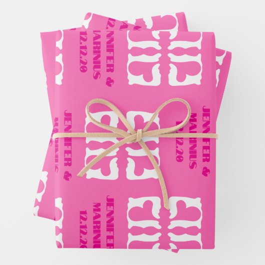 Bubblegum Rosa und Weiße Herzen Geschenkpapier Set (Beispiel)