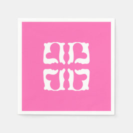 Bubblegum Rosa und Weiße Herzen Serviette