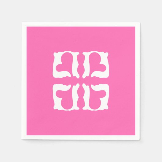 Bubblegum Rosa und Weiße Herzen Serviette (Vorderseite)