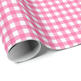 Bubblegum Rosa| Weißes Gingham Wrapping Paper Geschenkpapier