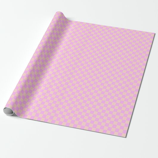 Bubblegum & Soft Peach Checkerboard Geschenkpapier (Ungerollt)