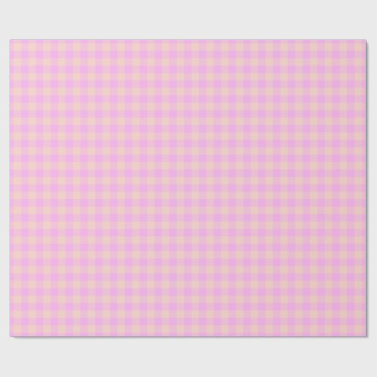 Bubblegum & Soft Peach Gingham Wrapping Paper Geschenkpapier (Flach)