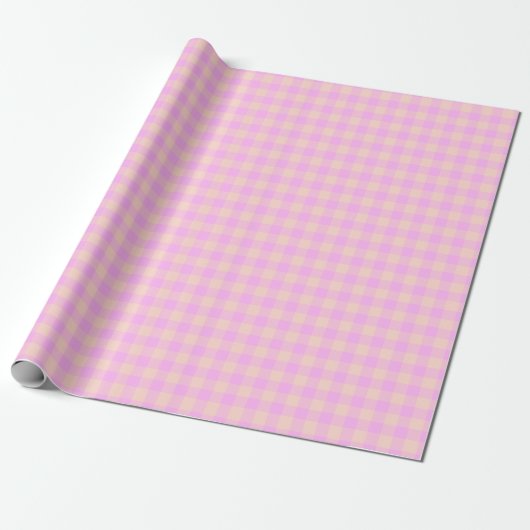 Bubblegum & Soft Peach Gingham Wrapping Paper Geschenkpapier (Ungerollt)