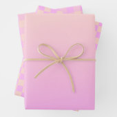 Bubblegum & Soft Peach Ombre Checkered Gingham Geschenkpapier Set (Beispiel)