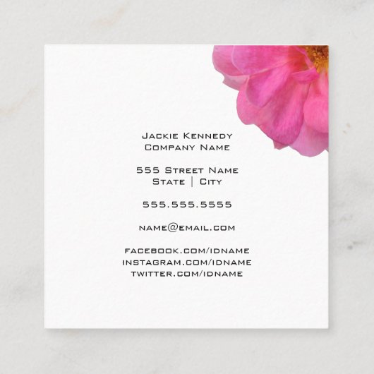 Bubblegum Süßigkeits-Rosa-Rose Quadratische Visitenkarte (Rückseite)