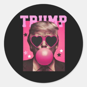Bubblegum Trump bläst Bubble Gum Weihnachten Pink Runder Aufkleber