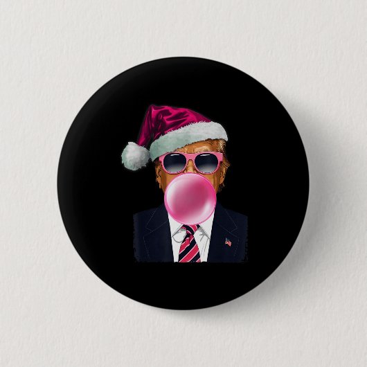 Bubblegum Trump Blowing Bubble Gum Christmas Nk Tr Button (Vorderseite)