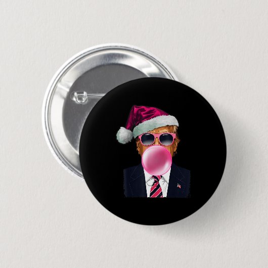 Bubblegum Trump Blowing Bubble Gum Christmas Nk Tr Button (Vorne & Hinten)
