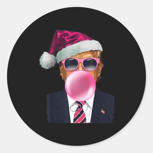 Bubblegum Trump Blowing Bubble Gum Christmas Nk Tr Runder Aufkleber (Vorderseite)
