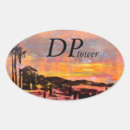 Bubblepazifische Autoaufkleber, Dana Point Turm Ovaler Aufkleber