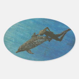 Bubblepazifische Autoaufkleber, Delphine schwimmen Ovaler Aufkleber
