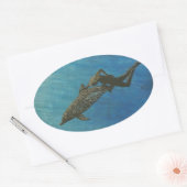 Bubblepazifische Autoaufkleber, Delphine schwimmen Ovaler Aufkleber (Umschlag)