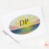 Bubblepazifische Autoaufkleber, Sonnenaufgang durc Ovaler Aufkleber (Umschlag)