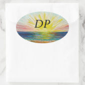 Bubblepazifische Autoaufkleber, Sonnenaufgang durc Ovaler Aufkleber (Tasche)