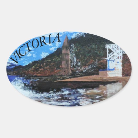 Bubblepazifische Autoaufkleber, Victoria Beach so  Ovaler Aufkleber (Vorderseite)