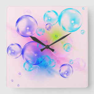 BUBBLES - Abstraktes Bild des Fraktals Kunst - Quadratische Wanduhr