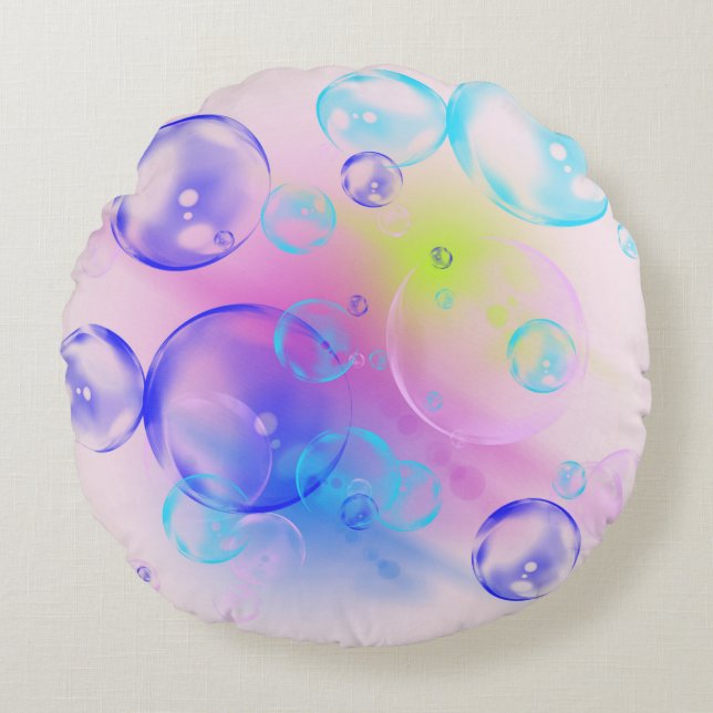BUBBLES - Abstraktes Bild des Fraktals Kunst - Rundes Kissen (Vorderseite)