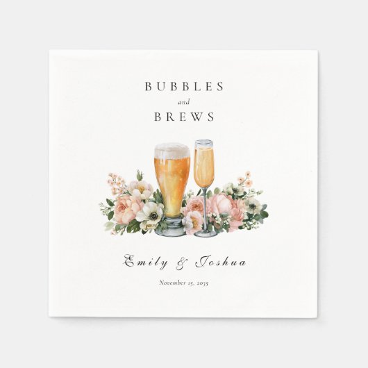 Bubbles and Brews Paarbaby-Party Serviette (Vorderseite)