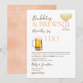 Bubbles and Brews Paare Hochzeitsdusche Einladung (Vorne/Hinten)
