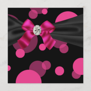 Bubbles Black Tie Party Pink Schwarze Party-Einlad Einladung
