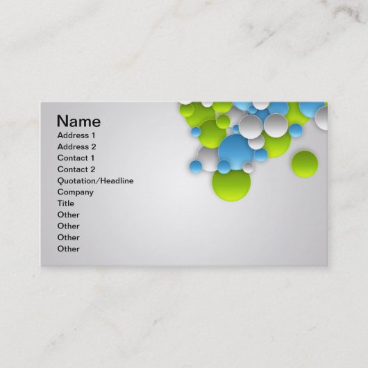 BUBBLES blau, weiß, hellgrau, digital Visitenkarte (Vorderseite)