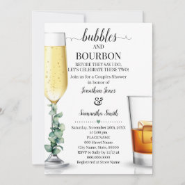 Bubbles & Bourbon, bevor ich dusche Grün Invi Einladung