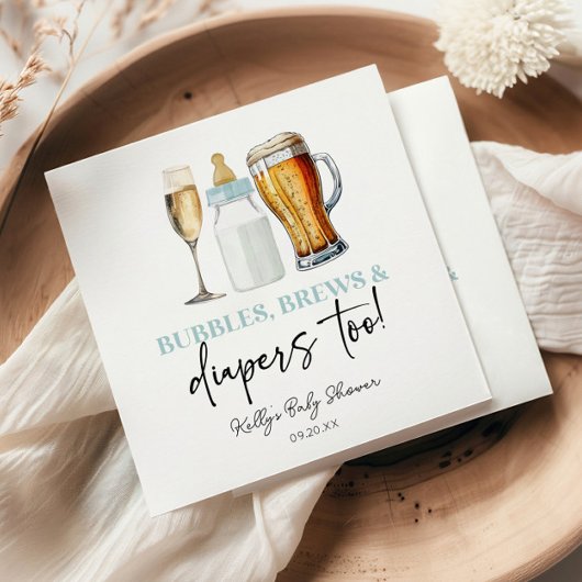 Bubbles Brause und Windeln auch! Babyparty Serviette