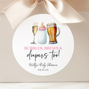 Bubbles Braut und Windeln auch! Babyparty Runder Aufkleber