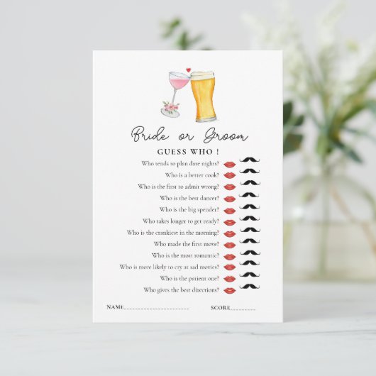 Bubbles & Brew 'Guess Who' Showspiel Einladung (Stehend Vorderseite)