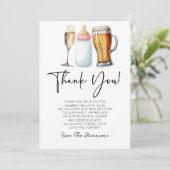 Bubbles Brews and Diapers Too! Baby Shower Dankeskarte (Stehend Vorderseite)