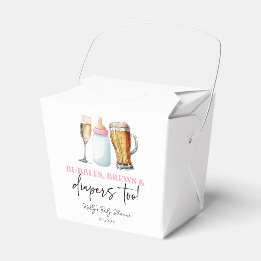 Bubbles Brews and Diapers Too! Baby Shower Geschenkschachtel (Vorderseite)
